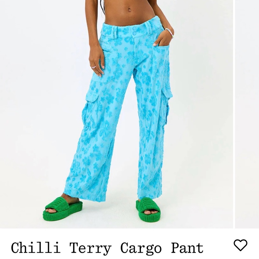 Frankie's Bikinis Aqua Floral Wide Leg Pants